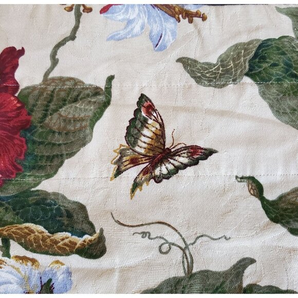 Vtg Waverly Valance Laurel Springs 100% Cotton. Brocade Fringed.Lined.Butterfly - Picture 2 of 10